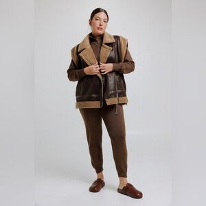 Seestarz Faux Leather Brown Vest women size medium